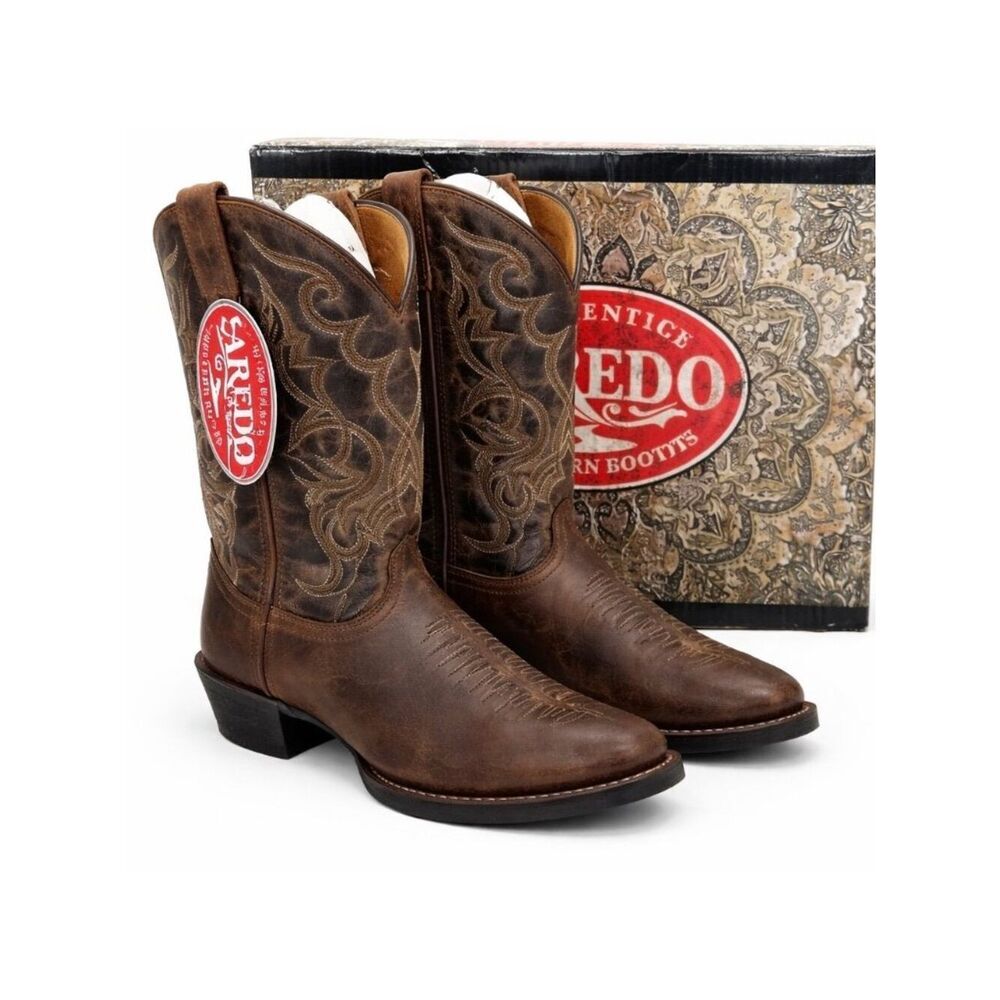 Laredo Maddie Women’s Cowboy Boots 7 Distressed Leather Western Round Toe USA